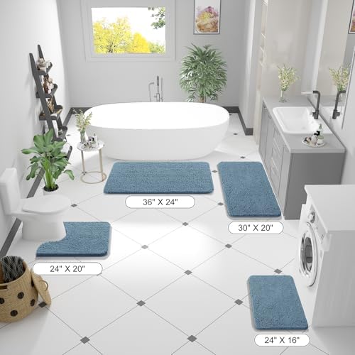 OLANLY Bathroom Runner Rugs 59x20, Extra Soft Absorbent Chenille Bath Rugs
