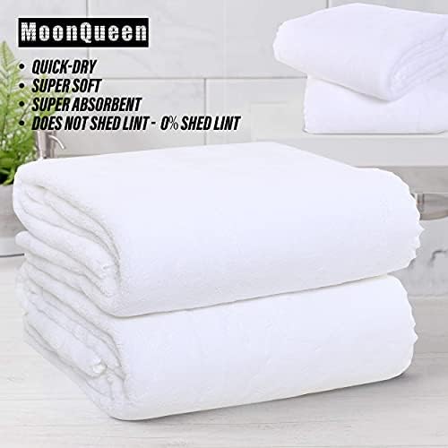 MOONQUEEN 2 Pack Premium Bath Towel Set - Quick Drying - Microfiber Coral Velvet Highly Absorbent Towels - Multipurpose Use as Bath Fitness, Bathroom, Shower, Sports, Yoga Towel (White)