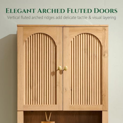 72" Over The Toilet Storage Cabinet, Wood Bathroom Storage Cabinet, Natural