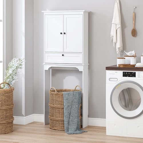 Spirich Bathroom Over the Toilet Storage Cabinet with Tilt-Out Cube, White