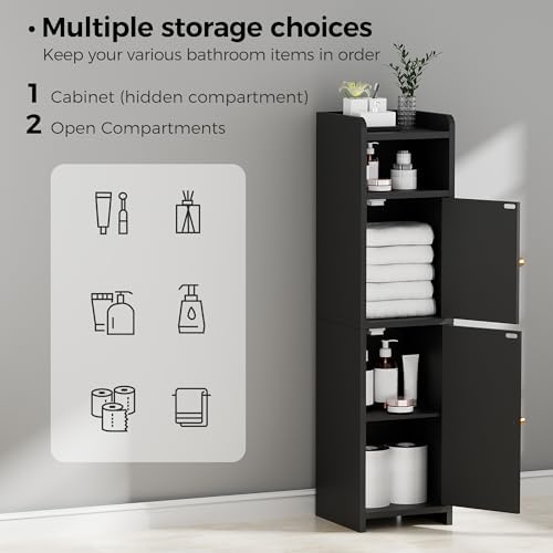 BEWISHOME Small Bathroom Storage Cabinet, 2 Doors Narrow Bathroom Cabinet