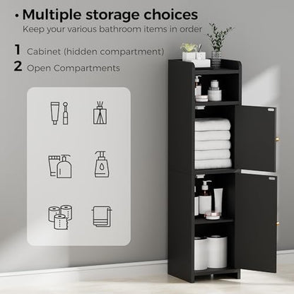 BEWISHOME Small Bathroom Storage Cabinet, 2 Doors Narrow Bathroom Cabinet