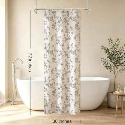 MitoVilla Small Stall Linen Floral Shower Curtain for Bathroom,36 x 72