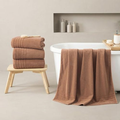 REDKISS 2 Pack Extra Large 35x70 Inch Cotton Bath Towels, Brown