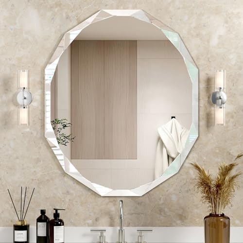 30x36 Inch Bathroom Mirrors for Over Sink, Round Frameless Mirrors for Wall