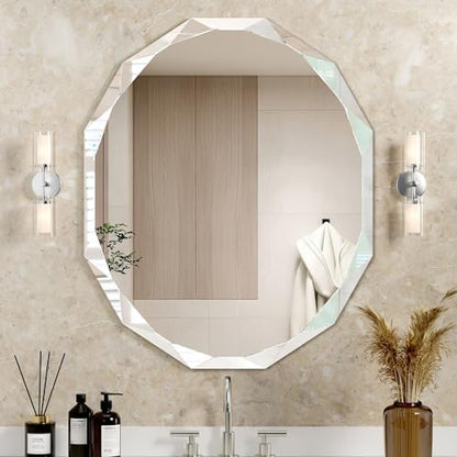 30x36 Inch Bathroom Mirrors for Over Sink, Round Frameless Mirrors for Wall