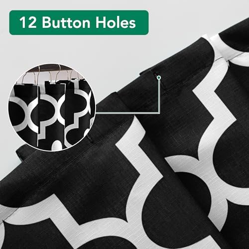 Fabric Modern Extra Long Shower Curtains for Bathroom-Black and White