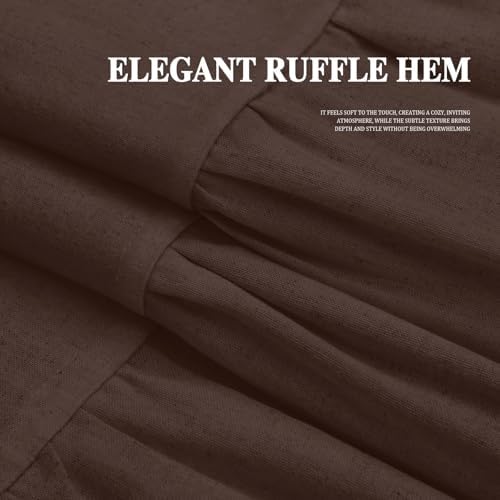 Farmhouse Shower Curtain Ruffle Linen Flax Brown 72" W x 72" L