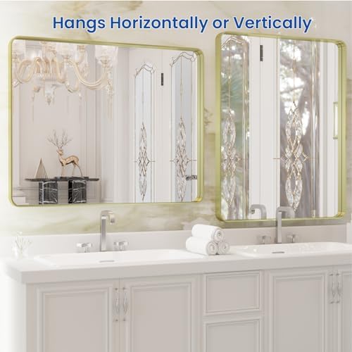WEER Gold Bathroom Vanity Mirror 28X36 Inch