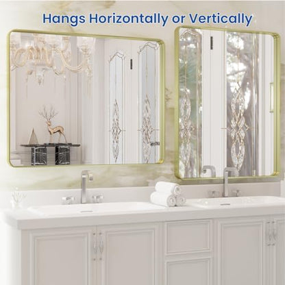 WEER Gold Bathroom Vanity Mirror 28X36 Inch