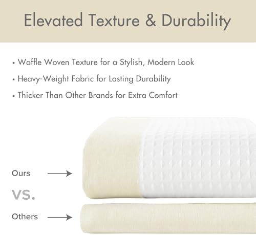 Madison Park Spa Waffle Weave Extra Long Shower Curtain, 72 x 84, Cream