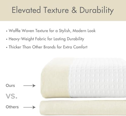 Madison Park Spa Waffle Weave Extra Long Shower Curtain, 72 x 84, Cream