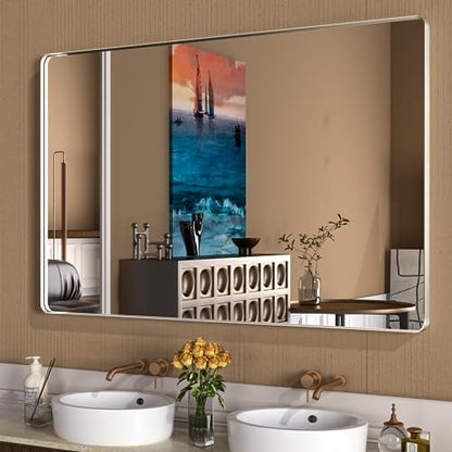WEER Brushed Nickel Bathroom Vanity Mirror 60X36 Inch