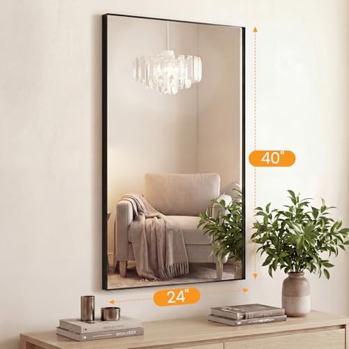 Sweetcrispy Black Bathroom Mirrors for Over Sink, 24" x 40" Rectangle