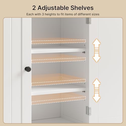 Gizoon 40" H Bathroom Storage Cabinet with 2 Adjustable Shelves, White