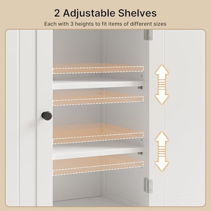 Gizoon 40" H Bathroom Storage Cabinet with 2 Adjustable Shelves, White