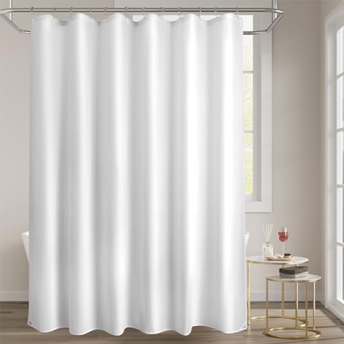 Titanker Extra Long Shower Curtain Liner Washable, 72 x 84 Inches, White Shower Liner Fabric with 2 Magnets, Waterproof Bathroom Long Shower Liner Polyester Soft Lightweight, White