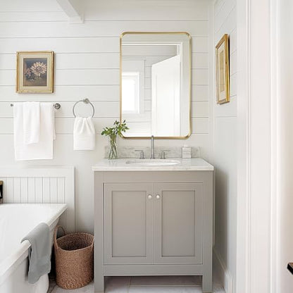 Gold Bathroom Vanity Mirror Over Sink 24x36, Large Wall Rectangle Mirror