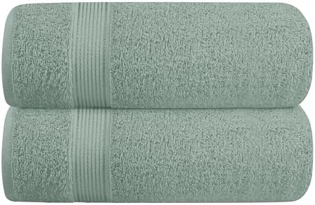 Belizzi Home Cotton 2 Pack Oversized Bath Towel Set 28x55 inches, Large Bath Towels, Ultra Absorbant Compact Quickdry & Lightweight Towel, Ideal for Gym Travel Camp Pool - Jade