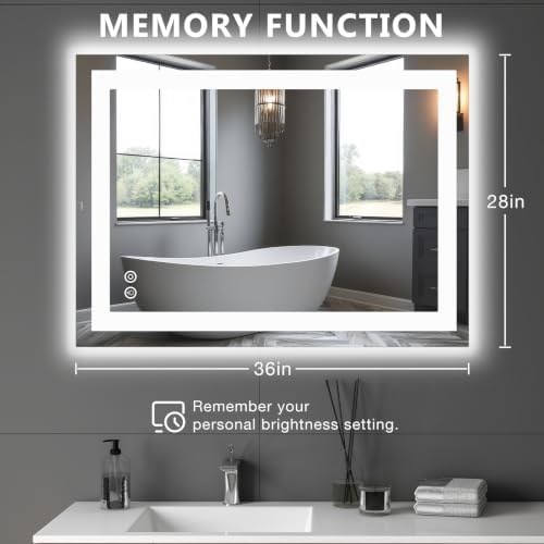 DUMOS 28.1"x36.1" LED Bathroom Mirror, Bathroom Vanity Mirror