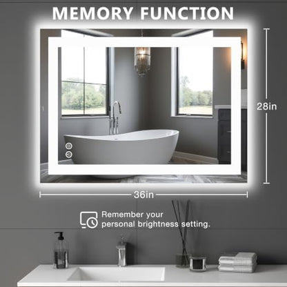 DUMOS 28.1"x36.1" LED Bathroom Mirror, Bathroom Vanity Mirror