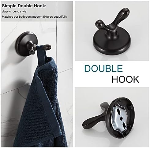 BGL Bathroom Hardware Set, Oil-Rubbed Bronze Adjustable Expandable Towel Bar 4-Piece ORB Bathroom Accessory Set Wall Mounted Robe Hook Toilet Paper Holder Towel Ring Towel Bar