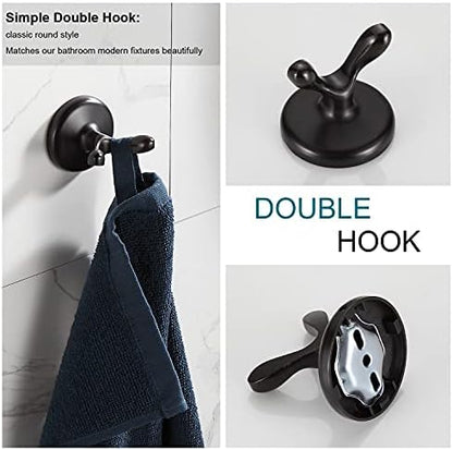 BGL Bathroom Hardware Set, Oil-Rubbed Bronze Adjustable Expandable Towel Bar 4-Piece ORB Bathroom Accessory Set Wall Mounted Robe Hook Toilet Paper Holder Towel Ring Towel Bar