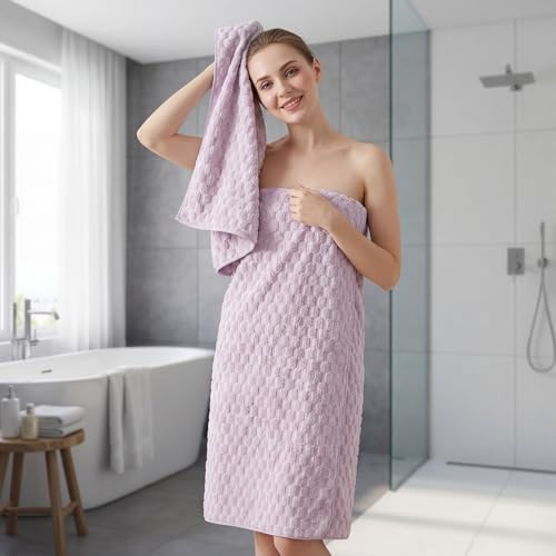 REDKISS 4 Pack Purple Microfiber Bath Towels - Large Shower Towels Set for Bathroom, Super Absorbent Towel Set of 4 Lagre, Quick Dry Bathroom Towel for Spa, Gym,Travel, Lint Free, Ultra Soft