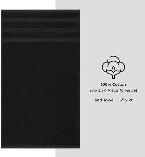 American Soft Linen 100% Cotton Luxury Turkish Towels, 4 PC Hand Towel Set