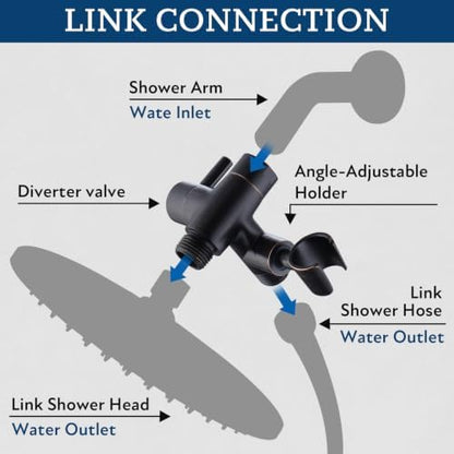 G-Promise Solid Metal Shower Head Diverter with Holder 3-Way