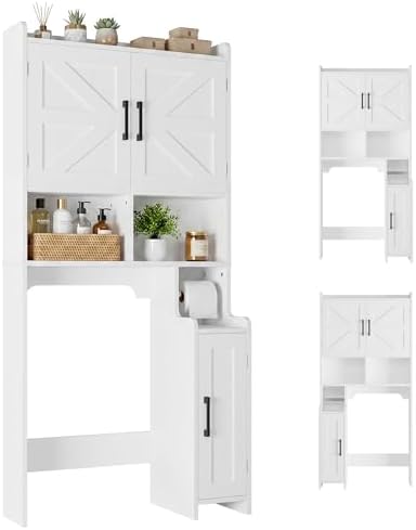 IRONCK 67 in Over The Toilet Storage Cabinet with Adjustable Shelves White