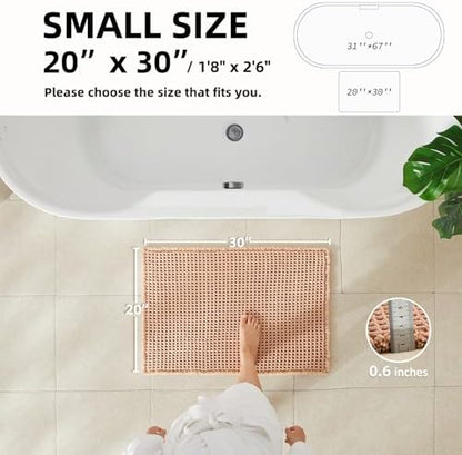TYUU Waffle Bath Mat, Boho Bathroom Rugs Non Slip, 30x20 Light Peach