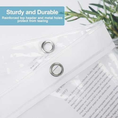 EurCross Clear PEVA Bathroom Shower Curtain Liner 64x72 inch, Waterproof High-Grade See-Through Plastic Shower Curtain with 5 Magnets,10 Metal Grommets,Without Hooks