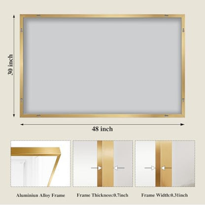 Koonmi Gold Mirrors for Wall, 30x48 Inch Bathroom Mirror, Rectangular Wall Mirror for Living Room Bedroom Bathroom, Hangs Horizontally or Vertically