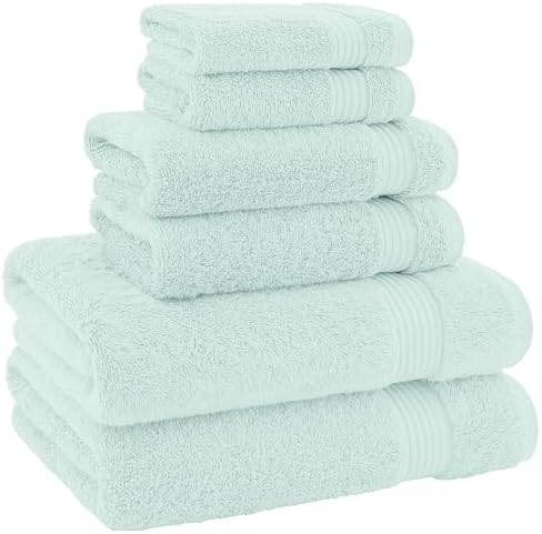 American Veteran Towel, 100% Cotton Turkish 6 Piece Towel Set, Luxury Towels Set of 6 for Bathroom Essentials, 2 Bath Towel 2 Hand Towel 2 Washcloth, Mint Green