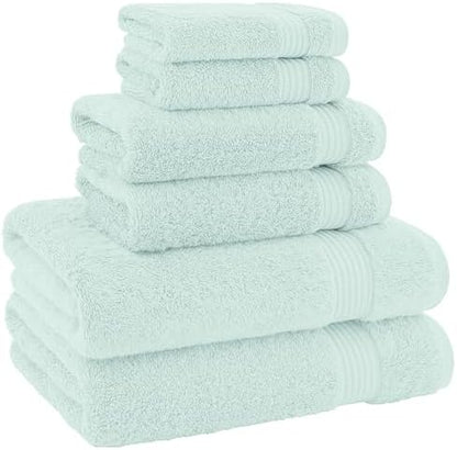 American Veteran Towel, 100% Cotton Turkish 6 Piece Towel Set, Luxury Towels Set of 6 for Bathroom Essentials, 2 Bath Towel 2 Hand Towel 2 Washcloth, Mint Green