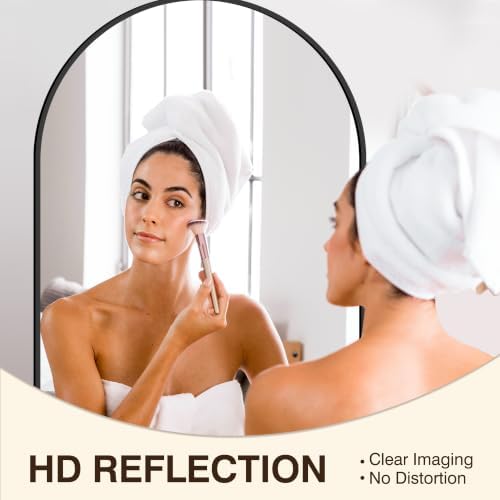 FICTOR 26" x 38" Arched Bathroom Vanity Mirror for Over Sink, Black
