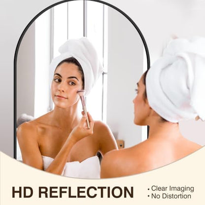FICTOR 26" x 38" Arched Bathroom Vanity Mirror for Over Sink, Black