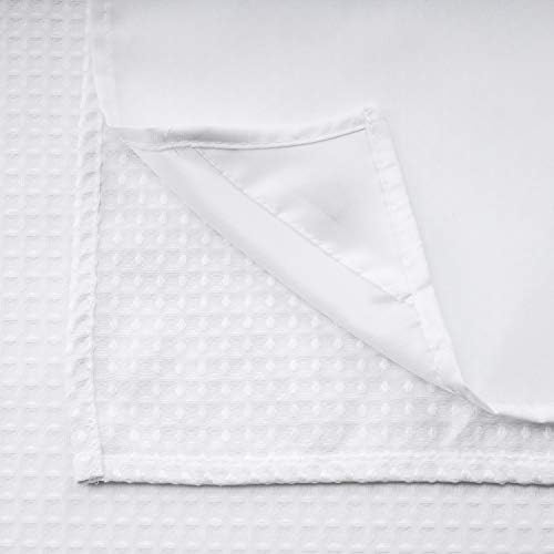 RiverDream Heavyweight Waffle No Hook Shower Curtain with Liner,White,54x80