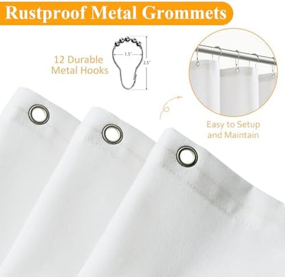 Naturoom Linen Shower Curtain 36x72 Inch for Bathroom White 1 Panel