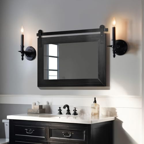 COGOOD Farmhouse Bathroom Mirrors for Over Sink - 22 x 30 Black
