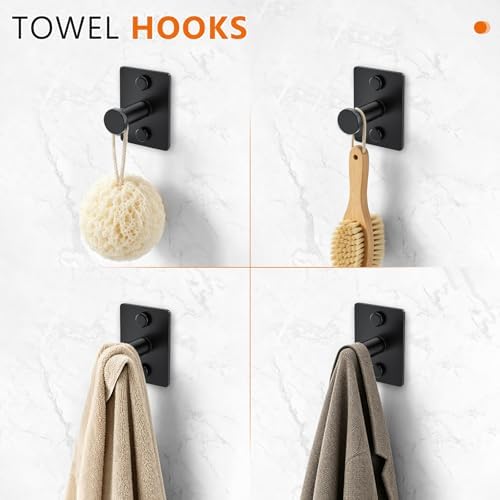 5 Pieces Bathroom Hardware Accessories Set Matte Black Towel Bar Set Stainless Steel Wall-Mounted 23.6 Inch Towel Holder
