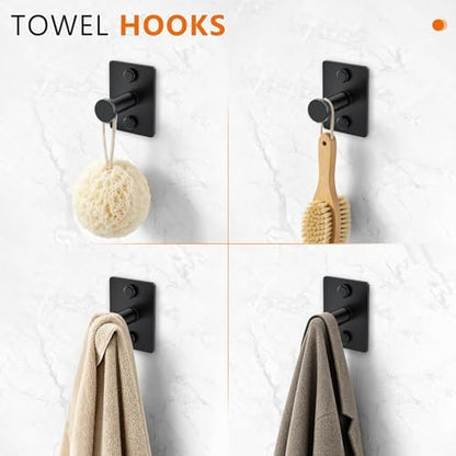 5 Pieces Bathroom Hardware Accessories Set Matte Black Towel Bar Set Stainless Steel Wall-Mounted 23.6 Inch Towel Holder