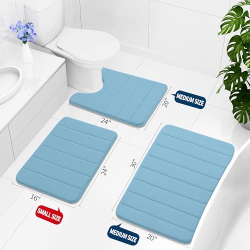 Buganda Memory Foam U-Shaped Toilet Rugs 24 x 24, Absorbent Bathroom mat