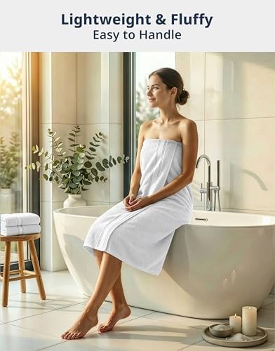 LANE LINEN Towel Set for Bathroom 12 Piece Soft Absorbent Quick Dry - White