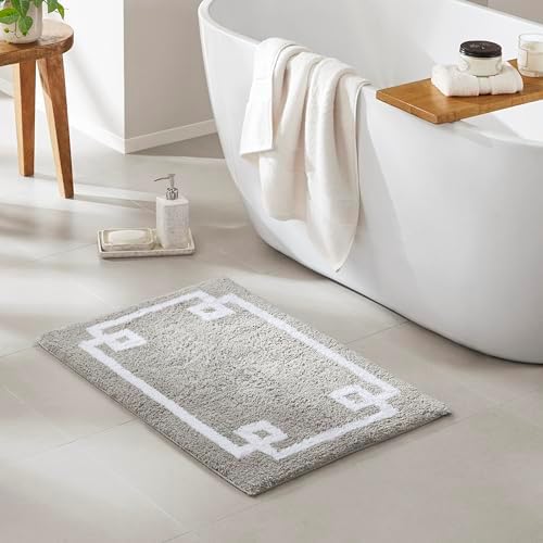 Madison Park Evan 100% Cotton Bath Rug Plush Absorbent, 20" x 30", Grey