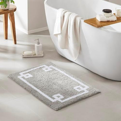 Madison Park Evan 100% Cotton Bath Rug Plush Absorbent, 20" x 30", Grey