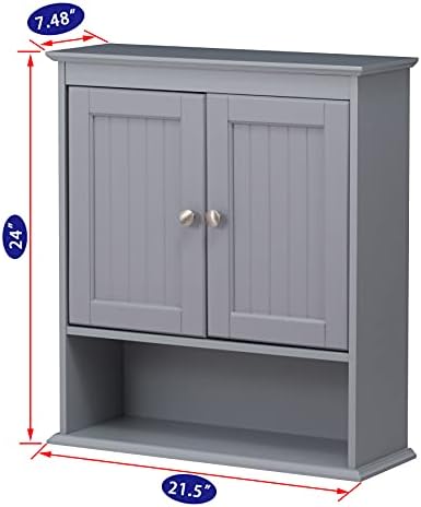 Spirich Bathroom Medicine Cabinet Over Toilet, Wall Mounted Cabinet, Gray