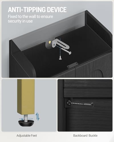 Hzuaneri Bathroom Cabinet, Small Storage Cabinet with 4 Doors
