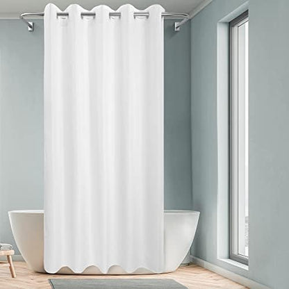 River Dream Extra Long No Hook Shower Curtain or Liner 71x98, White